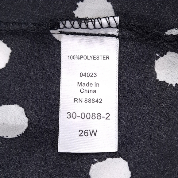 ROAMAN'S Women's Blouse Long Sleeve Button Front Black White Spots Plus - Sz 26W - Picture 9 of 10